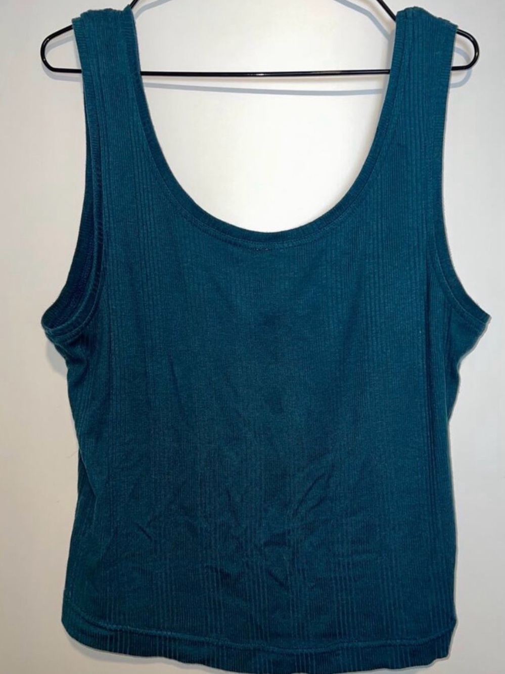 Anthropologie Ribbed Henley Tank Top Dark Turquoise Teal Size L - Picture 4 of 6